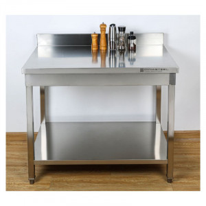 Table Inox avec Dosseret et Etagère - 1000 x 600 mm