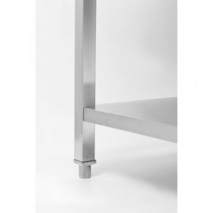 Table Inox avec Dosseret et Etagère - 600 x 600 mm