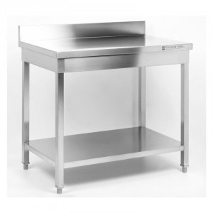 Table Inox avec Dosseret et Etagère - 600 x 600 mm