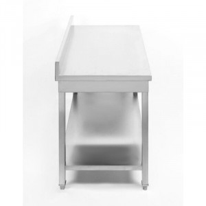 Table Inox avec Dosseret et Etagère - 600 x 600 mm