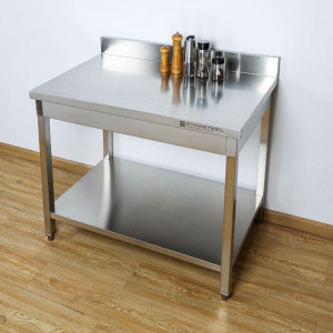 Table Inox avec Dosseret et Etagère - 600 x 600 mm