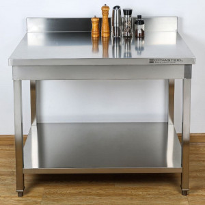 Table Inox avec Dosseret et Etagère - 600 x 600 mm