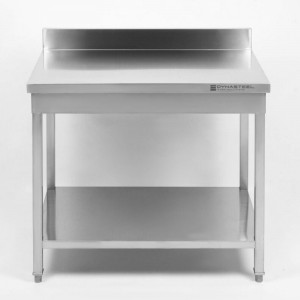 Table Inox avec Dosseret et Etagère - 800 x 600 mm