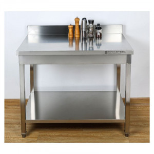 Table Inox avec Dosseret et Etagère - 1000 x 600 mm