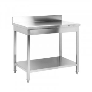 Table Inox avec Dosseret et Etagère - 1000 x 700 mm