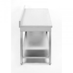 Table Inox avec Dosseret et Etagère - 1000 x 700 mm