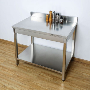 Table Inox avec Dosseret et Etagère - 1200 x 700 mm