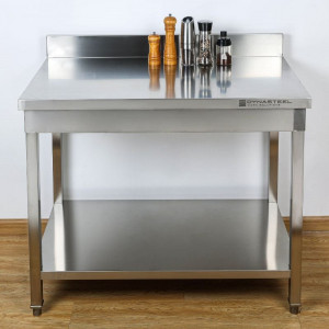 Table Inox avec Dosseret et Etagère - 1200 x 700 mm
