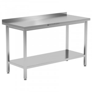 Table Inox avec Dosseret et Etagère - 1600 x 700 mm