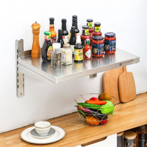 Etagère Murale en Inox sur Crémaillères - L 600 x P 400 mm