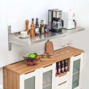Etagère Murale en Inox sur Crémaillères - L 1200 x P 400 mm