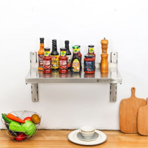 Etagère Murale en Inox sur Crémaillères - L 600 x P 300 mm