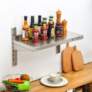 Etagère Murale en Inox sur Crémaillères - L 800 x P 300 mm