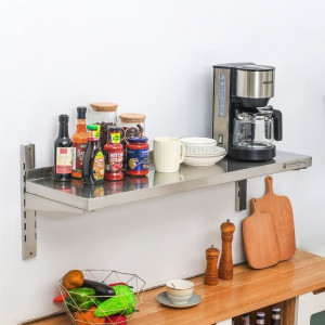 Etagère Murale en Inox sur Crémaillères - L 1000 x P 300 mm
