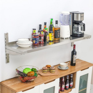 Etagère Murale en Inox sur Crémaillères - L 1200 x P 300 mm