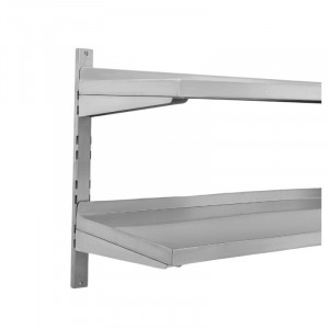 Etagère Murale en Inox sur Crémaillères 2 Niveaux  - L 1000 x P 400 mm