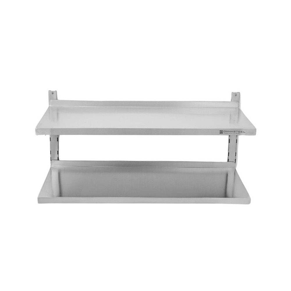 Etagère Murale en Inox sur Crémaillères 2 Niveaux  - L 1000 x P 400 mm