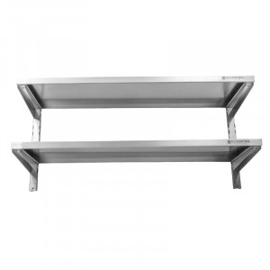Etagère Murale en Inox sur Crémaillères 2 Niveaux  - L 1200 x P 400 mm