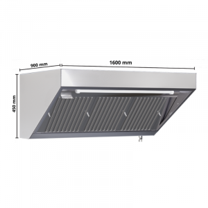Hotte Snack 900 avec Led et Sans Moteur - Longueur 1600