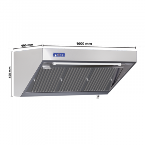 Hotte Snack Complète 900 - Longueur 1600 - Avec Moteur, Led et Variateur