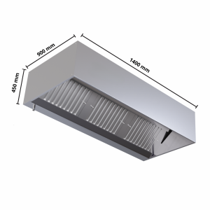 Hotte Cubique 900 avec Led et Sans Moteur - Longueur 1400