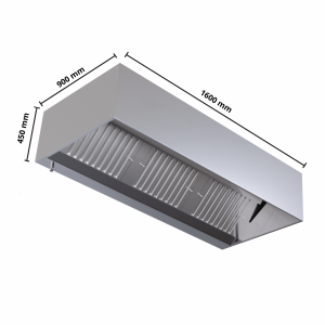 Hotte Cubique 900 avec Led et Sans Moteur - Longueur 1600