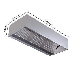 Hotte Cubique 1100 avec Led et Sans Moteur - Longueur 1800