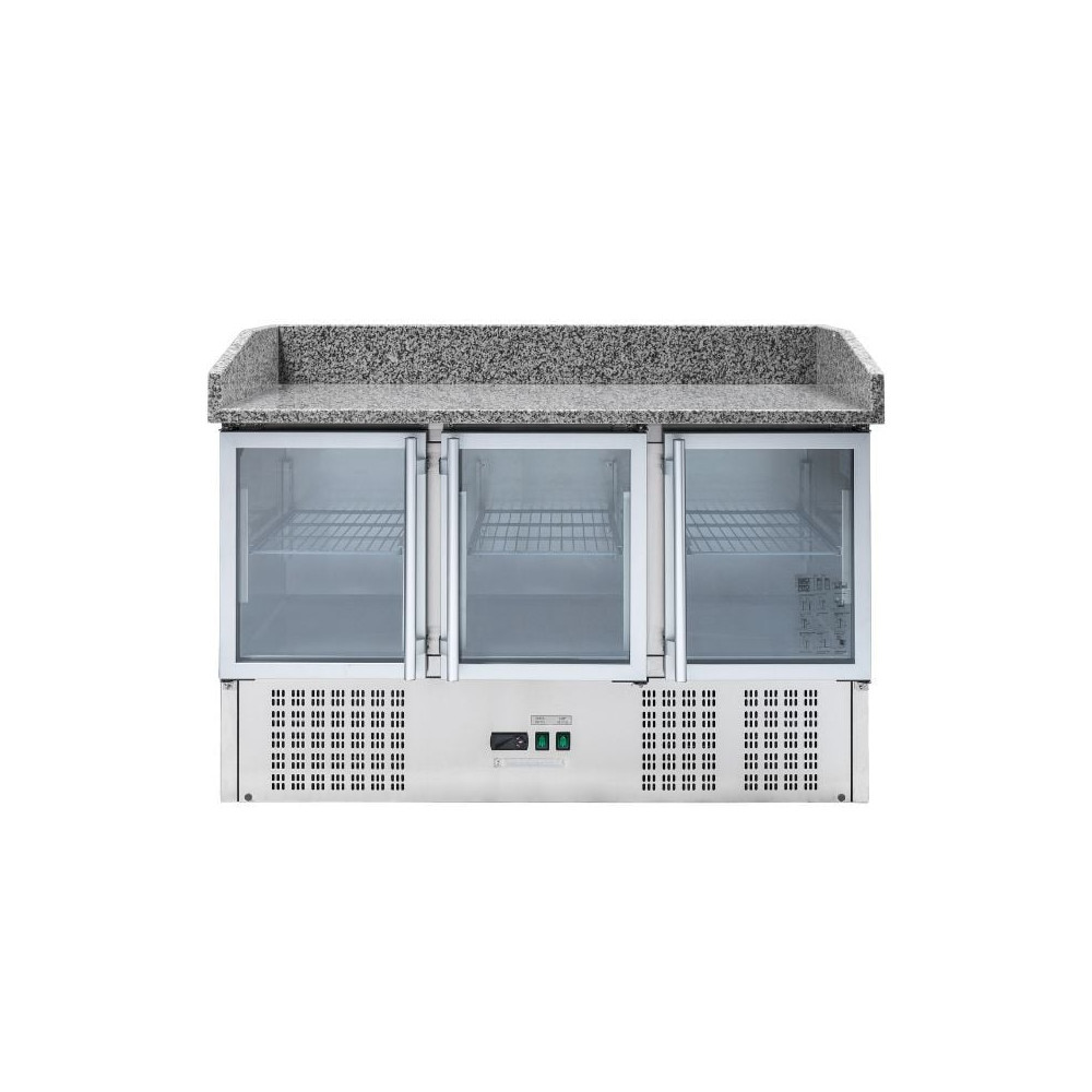 Meuble à Pizza Réfrigéré Compact 600x400 - 3 Portes Vitrées