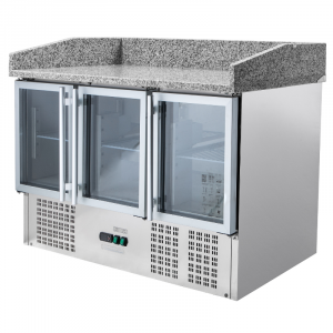 Meuble à Pizza Réfrigéré Compact 600x400 - 3 Portes Vitrées