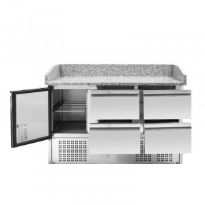 Meuble à Pizza Réfrigéré Compact 600x400 - 1 Porte et 4 Tiroirs