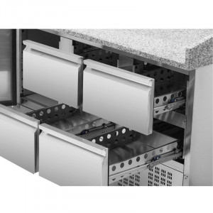Meuble à Pizza Réfrigéré Compact 600x400 - 1 Porte et 4 Tiroirs