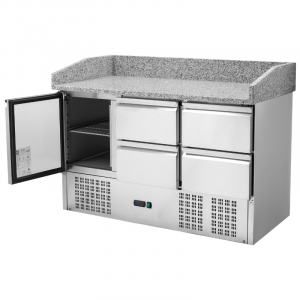 Meuble à Pizza Réfrigéré Compact 600x400 - 1 Porte et 4 Tiroirs
