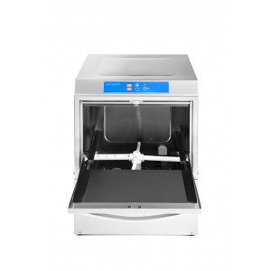 Lave-Vaisselle Professionnel avec Doseur de Liquide de Rinçage et Détergent et Pompe de Vidange - 50 x 50 cm