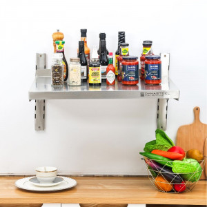 Etagère Murale en Inox sur Crémaillères - L 600 x P 400 mm