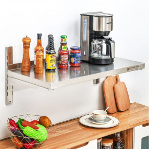Etagère Murale en Inox sur Crémaillères - L 800 x P 400 mm