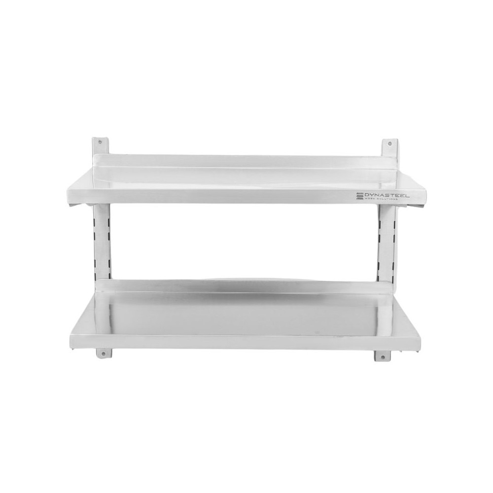 Etagère Murale en Inox sur Crémaillères 2 Niveaux  - L 800 x P 400 mm