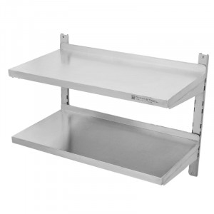 Etagère Murale en Inox sur Crémaillères 2 Niveaux  - L 800 x P 400 mm