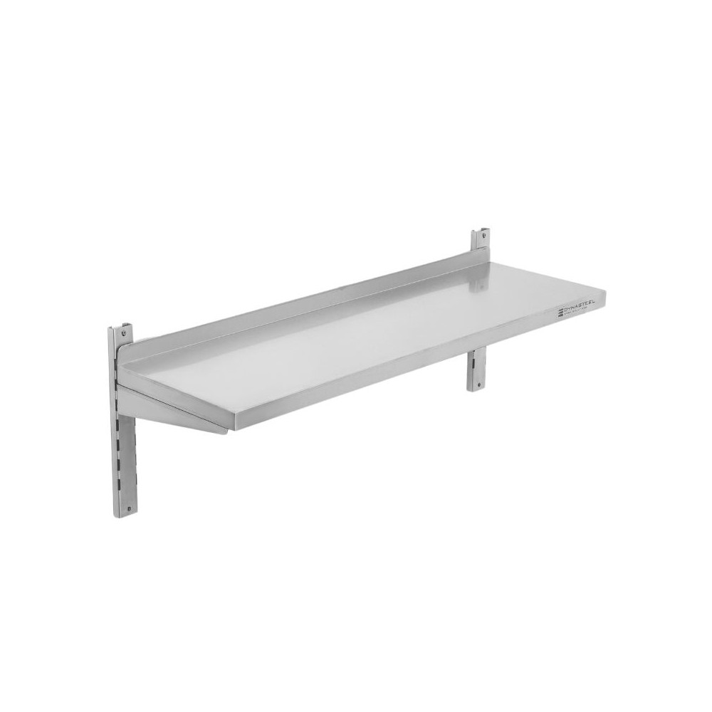 Etagère Murale en Inox sur Crémaillères - L 1200 x P 300 mm