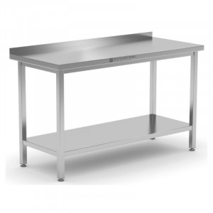 Table Inox avec Dosseret et Etagère - 800 x 600 mm