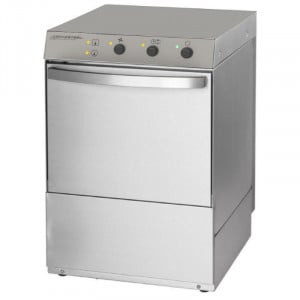 Lave-Vaisselle Professionnel avec Doseur de Liquide de Rinçage et Détergent et Pompe de Vidange - 50 x 50 cm